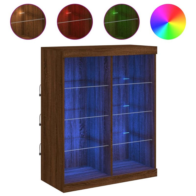 Foto van Vidaxl dressoir met led-verlichting 81x37x100 cm bruineikenkleurig