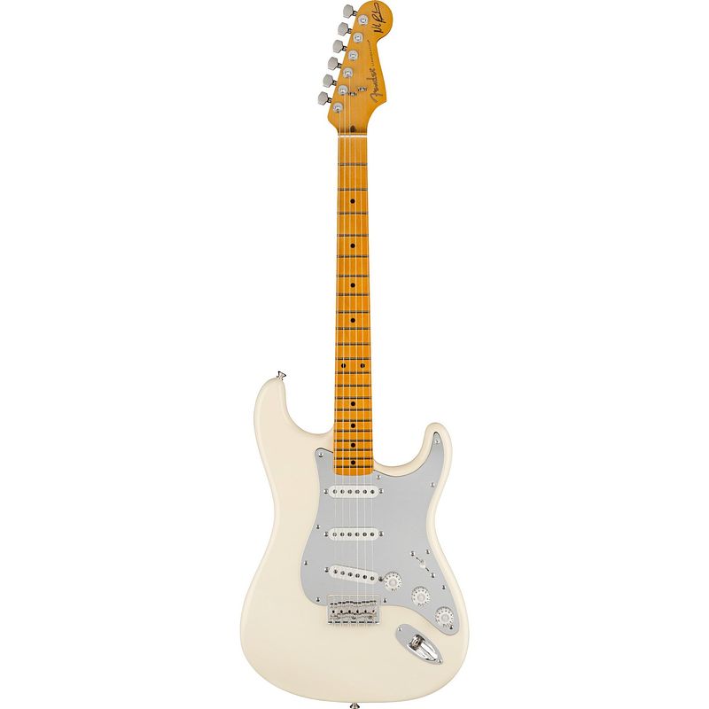 Foto van Fender stories collection nile rodgers hitmaker stratocaster mn olympic white met vintage-style koffer en coa