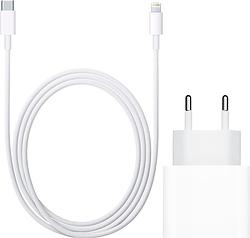 Foto van Apple usb c oplader 20w + lightning kabel 1m kunststof wit