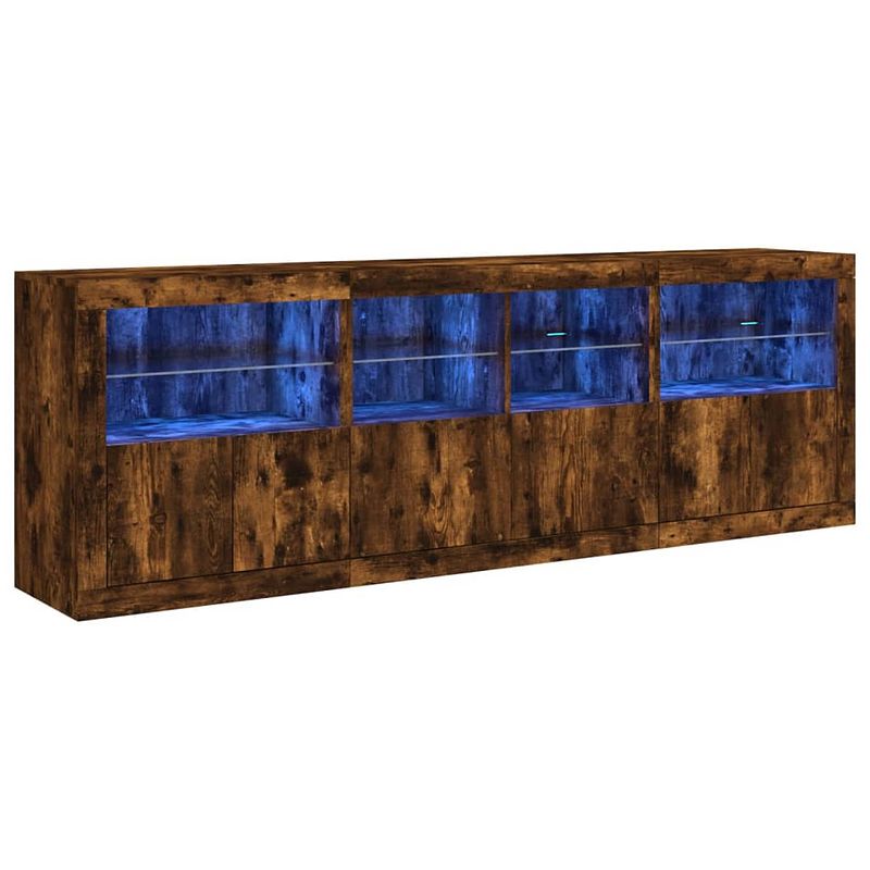 Foto van Vidaxl dressoir met led-verlichting 202x37x67 cm gerookt eikenkleurig