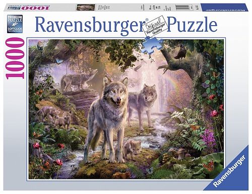 Foto van Ravensburger puzzel wolvenfamilie in de zomer - legpuzzel - 1000 stukjes