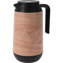 Foto van 1x koffie/thee thermoskan houtlook 1000 ml - thermoskannen