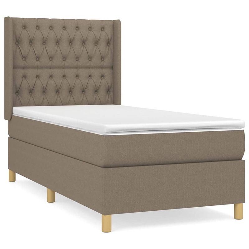 Foto van The living store boxspringbed - comfort - bed - 203x93x118/128 cm - taupe - pocketvering matras