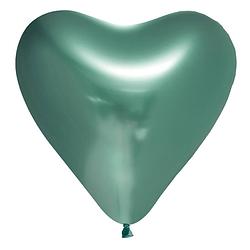 Foto van Wefiesta vormballon hart spiegelend 30 cm latex groen 6 stuks