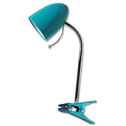 Foto van Led klemlamp - aigi wony - e27 fitting - flexibele arm - rond - glans blauw