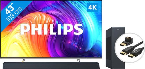 Foto van Philips the one (43pus8507) - ambilight (2022) + soundbar + hdmi kabel