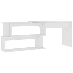 Foto van The living store bureau modern hoekbureau - 200x50x76 cm - draaibaar - wit - bewerkt hout