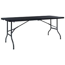 Foto van Vidaxl tuintafel inklapbaar 180x75x72 cm hdpe en kunstrattan zwart