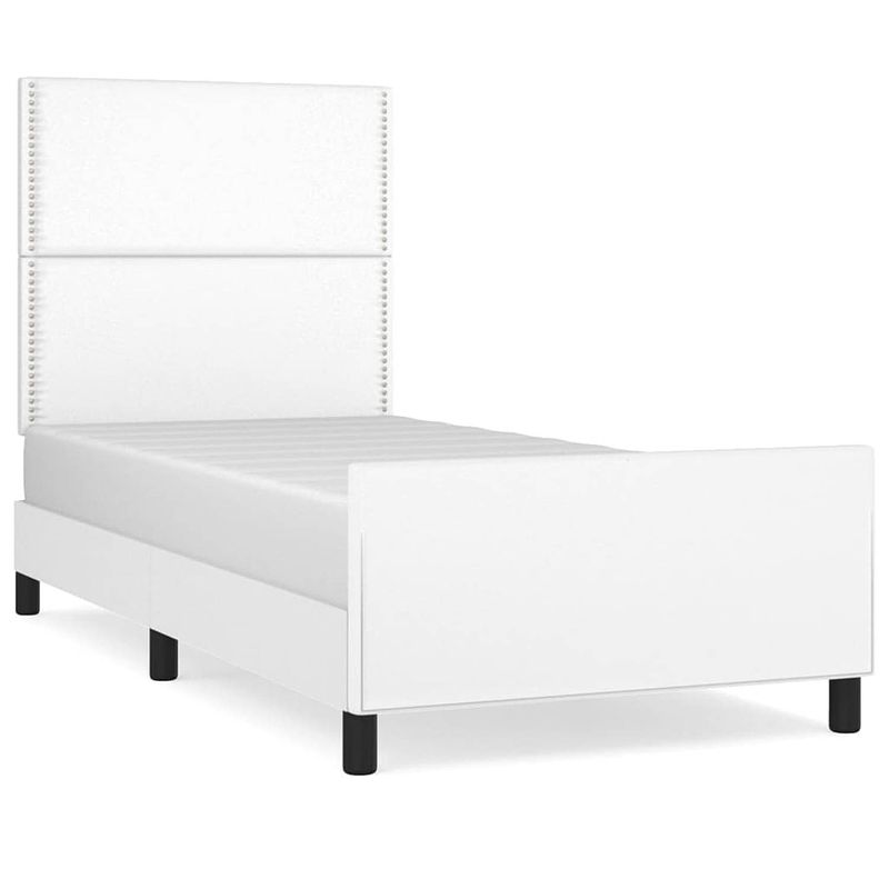 Foto van Vidaxl bedframe met hoofdbord kunstleer wit 90x190 cm