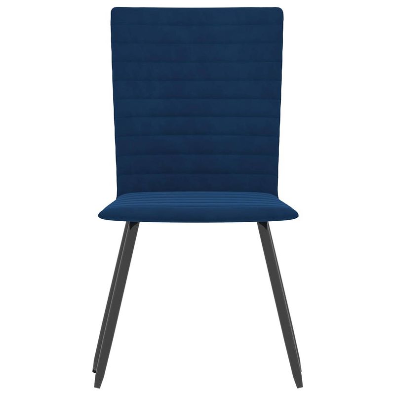 Foto van The living store eetstoelen - fluweel - blauw - 42 x 53 x 86.5 cm - gestreept design