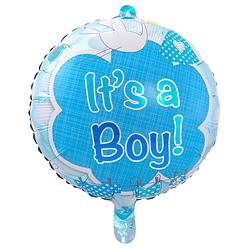 Foto van Folat folieballon it's a boy 43 cm blauw/wit
