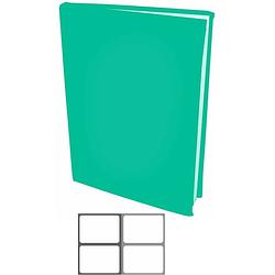 Foto van Rekbare boekenkaften a4 - turquoise groen - 6 stuks inclusief grijze textiel labels