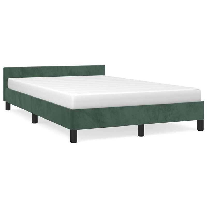 Foto van The living store bedframe fluweel donkergroen 203x123x50 cm - ondersteunende poten - multiplex lattenbodem