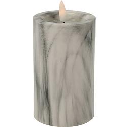Foto van Home & styling led kaars/stompkaars - marmer wit/grijs -d7,5 x h12,5 cm - led kaarsen