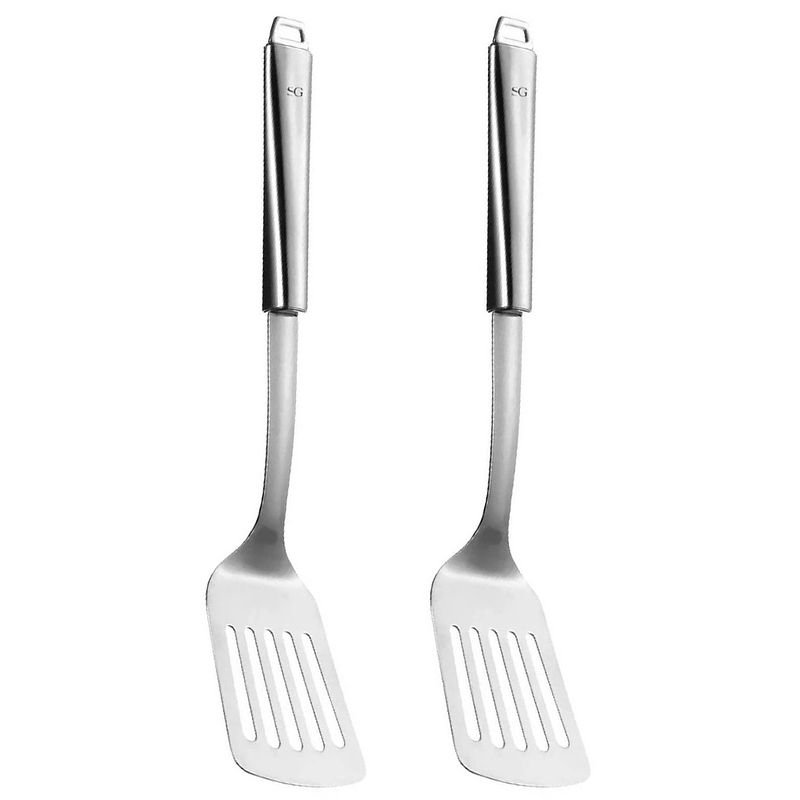 Foto van 5five keukengerei bakspatel/bakspaan - 2x - zilver rvs - 34 cm - bakspanen