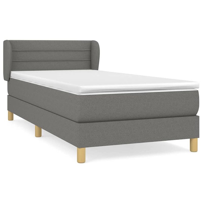 Foto van The living store boxspringbed - donkergrijs - 203 x 103 x 78/88 cm - pocketvering matras - middelharde ondersteuning -