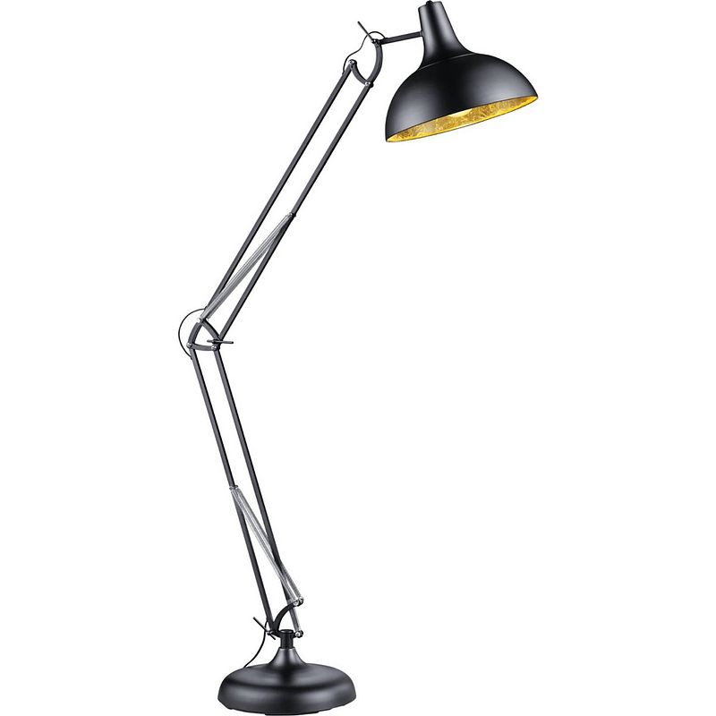 Foto van Led vloerlamp - trion salvy - e27 fitting - 1-lichts - verstelbaar - rond - mat zwart - aluminium