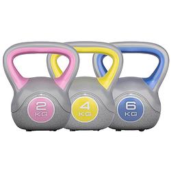 Foto van Gorilla sports kettlebells - kunststof trendy - 2, 4 & 6 kg - set van 3