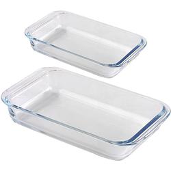 Foto van Chef traiteur ovenschaal set 2-delig - rechthoek - glas - 1l en 2,2l - keuken - ovenschalen