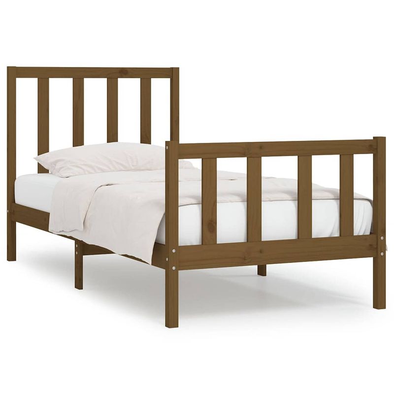 Foto van The living store bedframe grenenhout - honingbruin - 195.5 x 80.5 x 69.5 cm - 75 x 190 cm - montage vereist - the