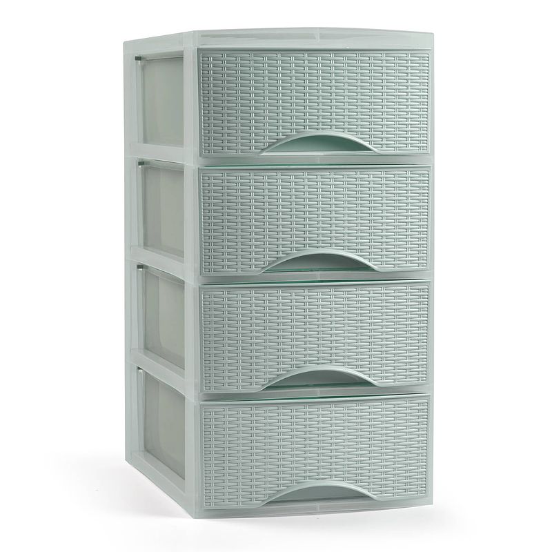 Foto van Plasticforte ladeblokje/bureau organizer 4x lades - mintgroen - l18 x b25 x h33 cm - ladeblok