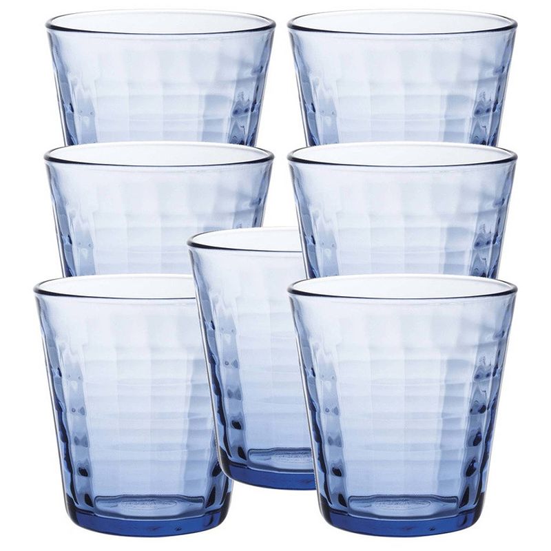 Foto van 24x drinkglazen/waterglazen blauw 275 ml prisme - drinkglazen