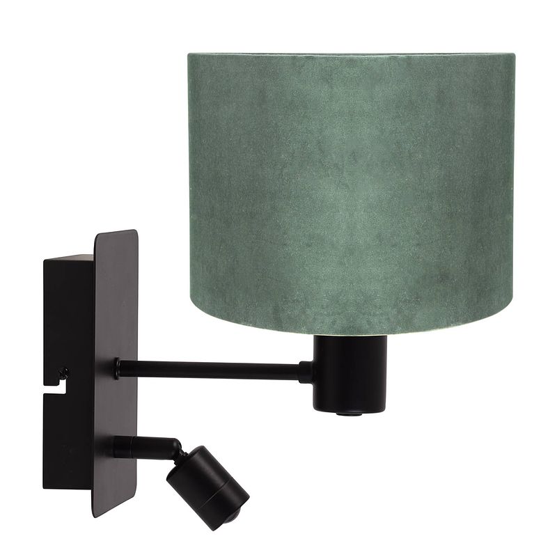 Foto van Light & living montana wandlamp zwart met groene kap