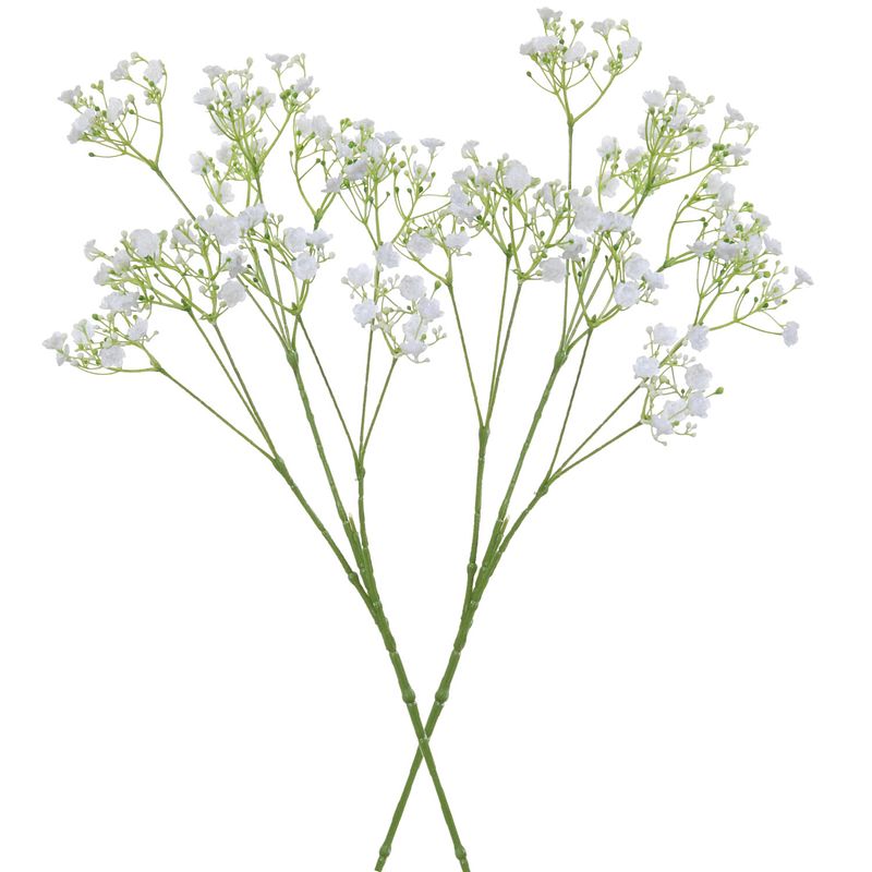 Foto van 2x stuks kunstbloemen gipskruid/gypsophila takken wit 70 cm - kunstbloemen