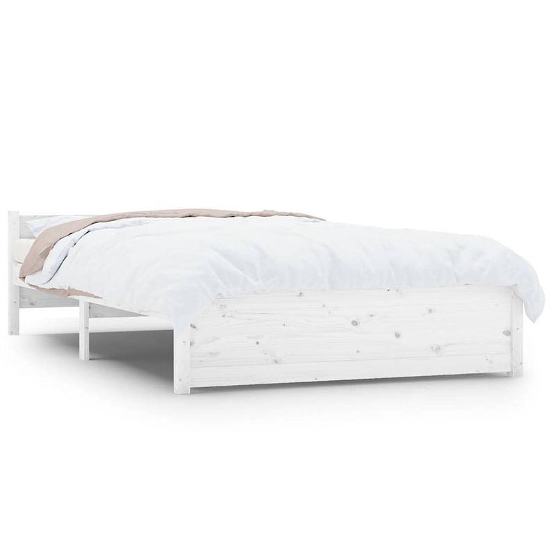 Foto van Vidaxl bedframe massief hout wit 120x190 cm 4ft small double