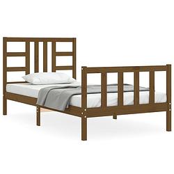 Foto van The living store houten bedframe - massief grenenhout - bed - 205.5 x 105.5 x 100 cm - kleur- honingbruin