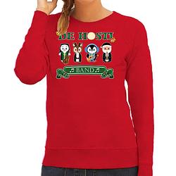 Foto van Bellatio decorations foute kersttrui/sweater dames - de hosti band - rood - kerstmuziek - band xs - kerst truien