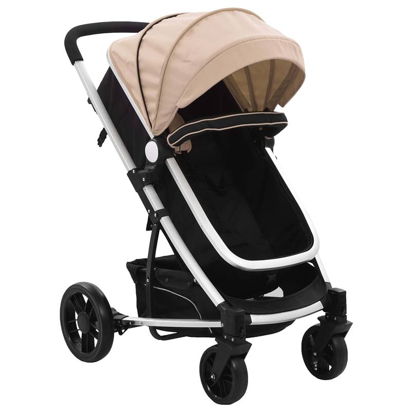 Foto van Vidaxl kinderwagen 2-in-1 aluminium taupe en zwart