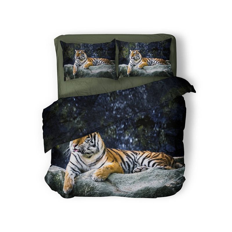 Foto van Eleganzzz dekbedovertrek micropercal big tiger - multi 200x200/220cm