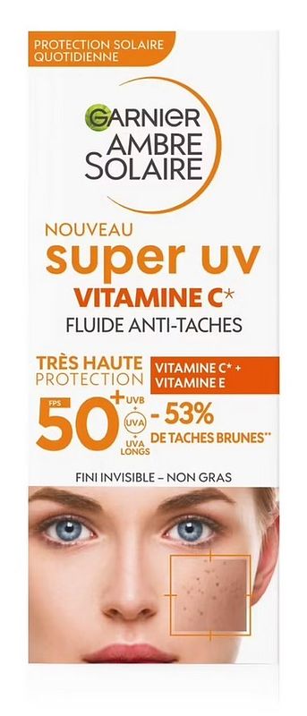 Foto van Garnier ambre solaire super uv - vitamine c* anti-pigmentvlekken fluid spf 50+