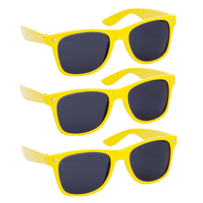 Foto van Hippe party zonnebrillen geel volwassenen 4 stuks - verkleedbrillen