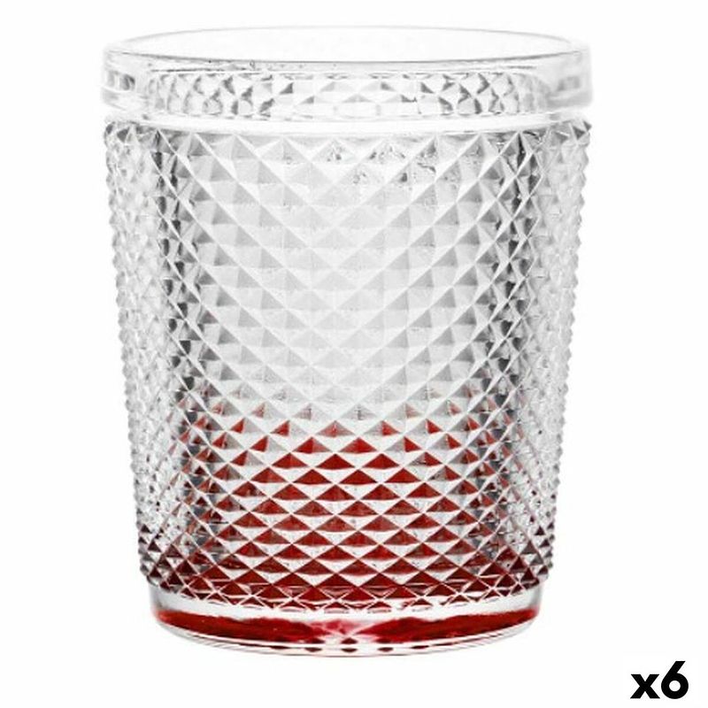 Foto van Glas diamant rood transparant glas 300 ml (6 stuks)