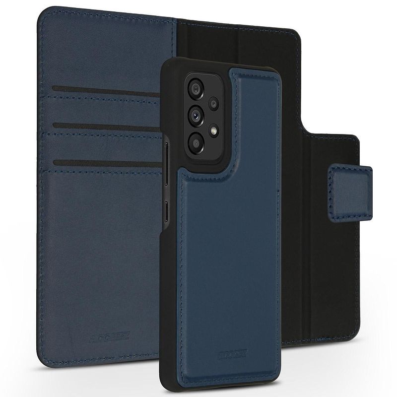 Foto van Accezz premium leather 2 in 1 wallet book case voor samsung galaxy a53 telefoonhoesje blauw