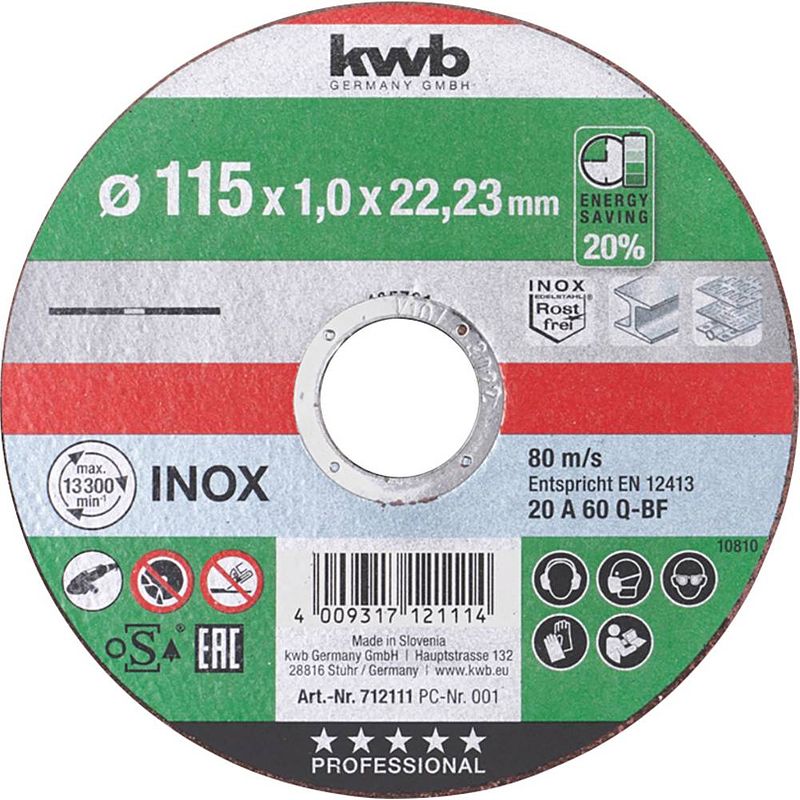 Foto van Kwb kwb 712112 doorslijpschijf recht 125 mm 22.23 mm 1 stuk(s)