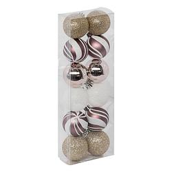 Foto van Atmosphera kerstballen -12x - d4 cm - mix wit/roze/goud/champagne - kerstbal