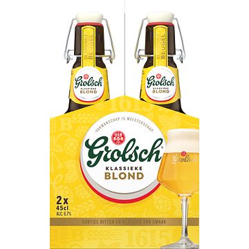 Foto van 2e halve prijs | grolsch klassieke blond 2 x 450ml (bruine beugel) aanbieding bij jumbo