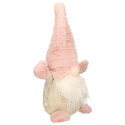 Foto van Pluche gnome/dwerg - 46 cm decoratie pop - lichtroze - kerstman pop