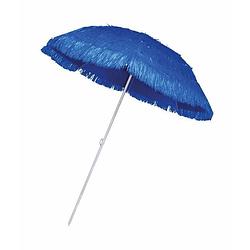 Foto van Rieten strand parasol blauw - parasols