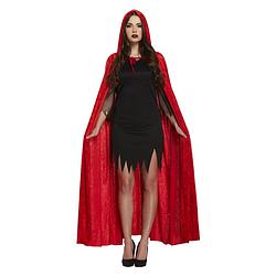 Foto van Halloween verkleed cape met capuchon - voor volwassenen - rood - fluweel - verkleedattributen