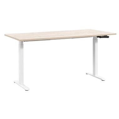 Foto van Bureau homeworx zit/sta handmatig verstelbaar - eikenkleur/wit - 75/118x160x80 cm - leen bakker