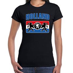 Foto van Zwart fan shirt / kleding holland met een nederlands wapen ek/ wk voor dames xs - feestshirts