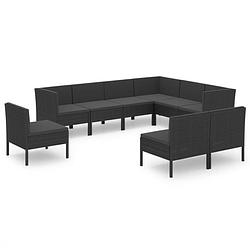 Foto van Vidaxl 9-delige loungeset met kussens poly rattan zwart