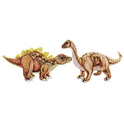 Foto van Set van 2x pluche speelgoed knuffels dinosaurussen stegosaurus en brontosaurus - knuffeldier