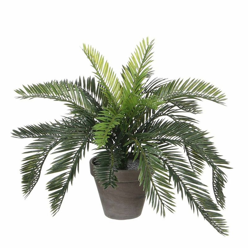 Foto van Groene cycaspalm kunstplant 37 cm met zwarte pot - kunstplanten