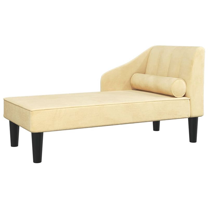 Foto van The living store chaise longue - crème fluweel - 120 x 57 x 63 cm - comfortabele zitting