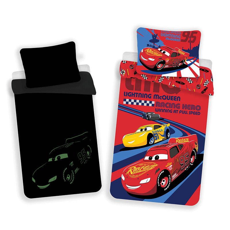 Foto van Disney cars dekbedovertrek glow in the dark - eenpersoons - 140 x 200 cm - katoen